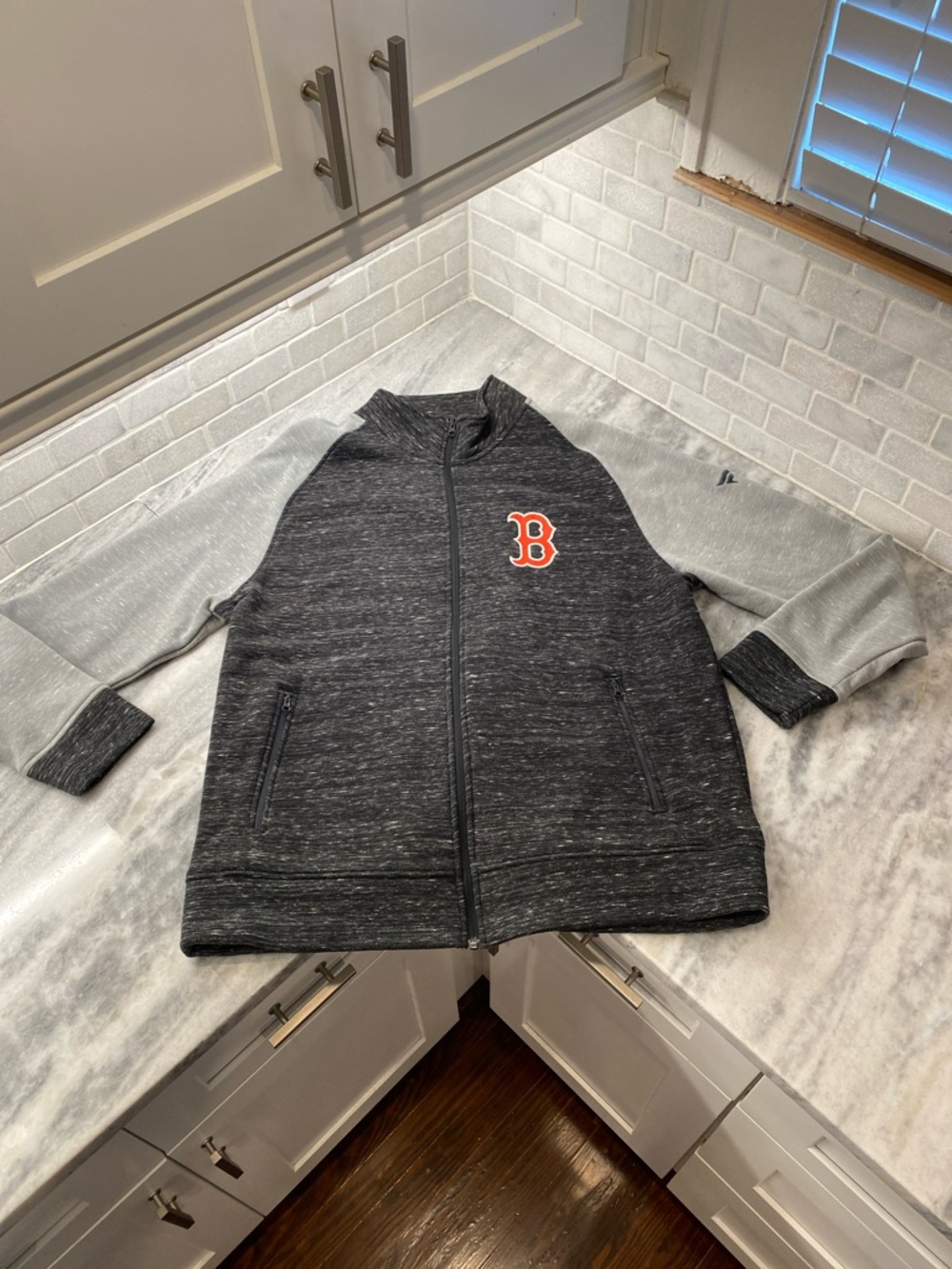 Fanatics Two-Tone Full-Zip Jacket - Charcoal & Light Gray with Red Logo